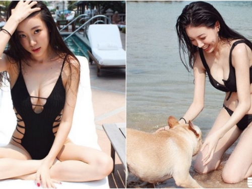 又想當狗了！長髮比基尼「優質奶妹」沙灘逗犬！美好畫面讓人捨不得眨眼！