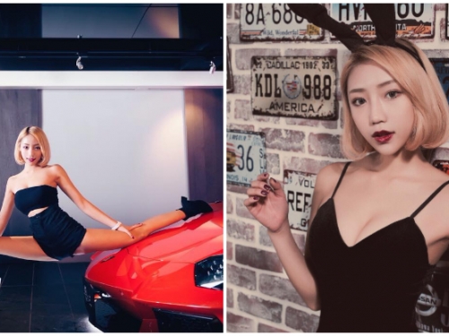 一次劈兩台超跑！筋骨超軟Q「短髮正妹」酥胸美腿高顏值實在太犯規！