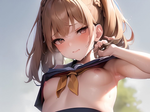 [Generated by AI] Hentai portrait of a girl who raises her skirt outside part2
