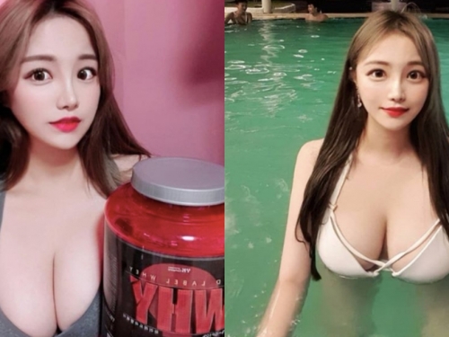 高蛋白漲ㄋㄟㄋㄟ！「巨乳泡菜妹」胸前滿滿蛋白質，果然營養度超高！