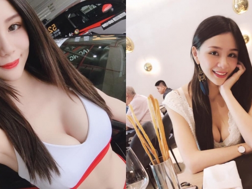 嗶嗶嗶犯規囉～大鵬灣車模YuYu奶茶兒「車頭燈太亮眼」 美腿纖腰逼人油門催落去！