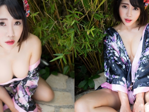 還是和服妹子好！「大奶和服妹」坐姿太誘惑，「半裸上空」仔細一看下面還是小丁！