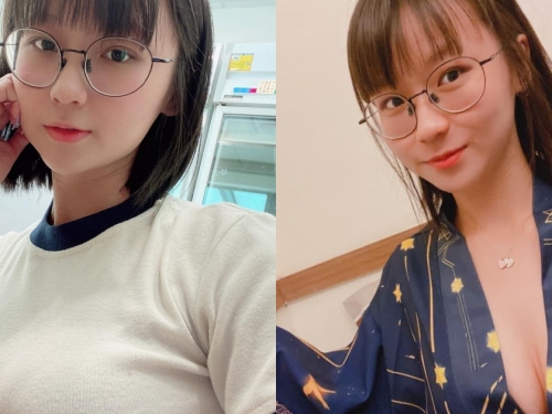 眼鏡才是本體？「巨乳眼鏡妹」娃娃臉好萌，真實五官讓網友震驚：你誰！