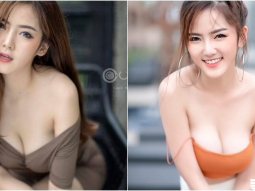慣性露奶！「甜美女秘書」辦公室擠出巨乳，超低胸小洋裝包不住！