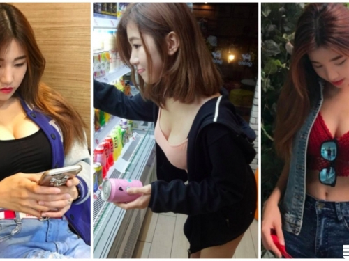 火辣爆乳妹最愛擺「邪惡視角」，一彎腰「美乳就會溢出」！