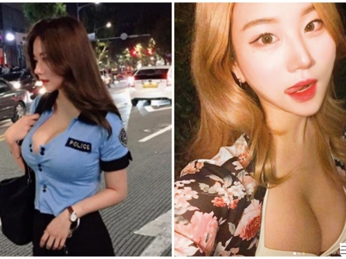 大家驚見「火辣爆奶女警」！美乳撐爆上衣，大家都想被逮補了！
