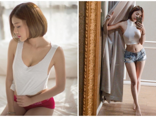 短髮就是王道！氣質「爆乳正妹」在更衣室露出白皙美腿，完美身材讓人口水流一地！