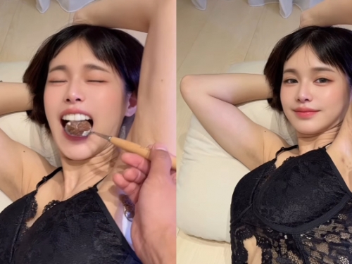 腋由未勁！「小花姐接」舉起纖手臂，「嘎茲窩接奶」粉絲搶喝！