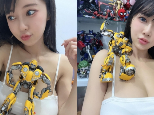 性感甜心「安希」模型公仔坐肩膀好可愛！網友驚呼：羨慕大黃蜂