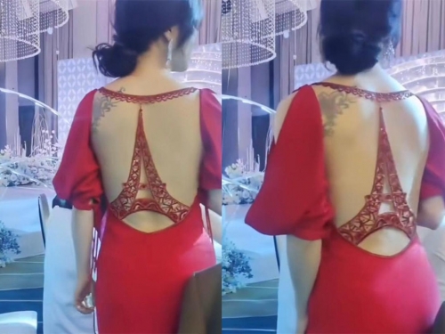 新娘敬酒穿超辣 一轉身眾人全看傻：婆婆受得了？