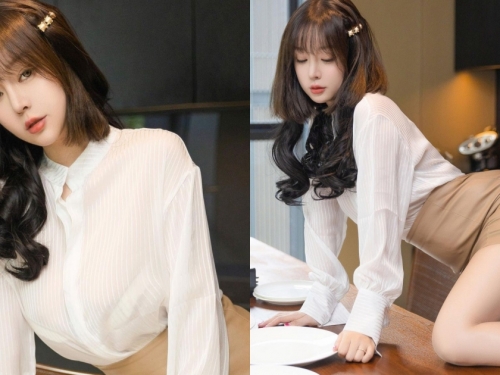 「巨乳秘書」爬上餐桌！超火辣「翹臀美腿」美味滿分，光看就讓人口水直流！