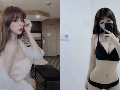 大眼氣質正妹「希希Ellie」常駐加拿大，展現身材不吝嗇，「雪白美胸」不用鋼圈都好挺！