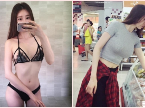 受不了！「大賣場美乳妹」白嫩身材好犯規！超逆天長腿整個引人遐想…