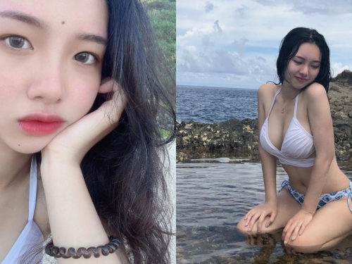 成大藥學系的「21歲小清新正妹」，綠島玩耍穿比基尼「雪白美乳」份量好驚人！