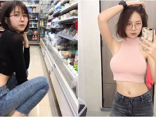 便利商店驚見「深蹲美腰辣妹」超強視角引人遐想！極品兇猛身材有夠犯規啊...