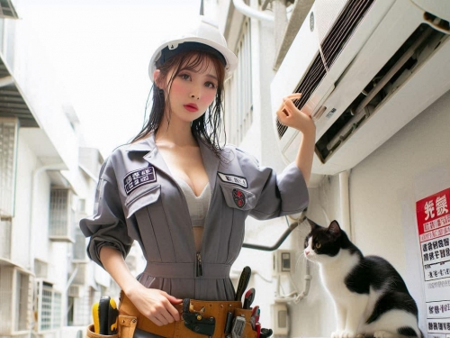 修冷氣的妹子
