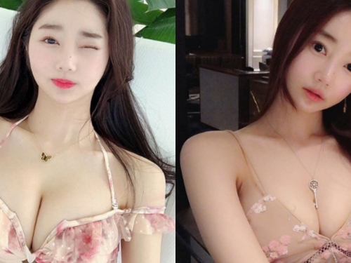 洋裝太肉色快分不清「巨乳在哪裡」 韓國網紅「三頭身比例」讓人眼睛發光啦！