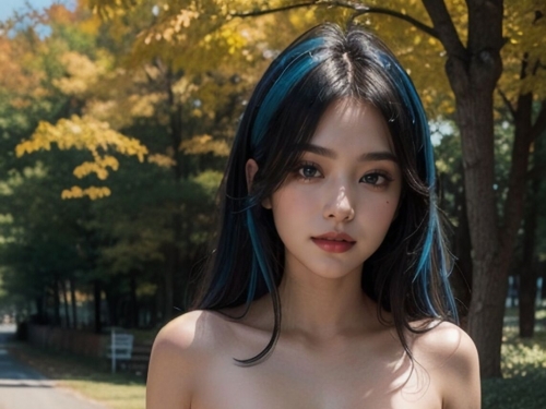★Patreon★ - Black Hair with Blue Highlight