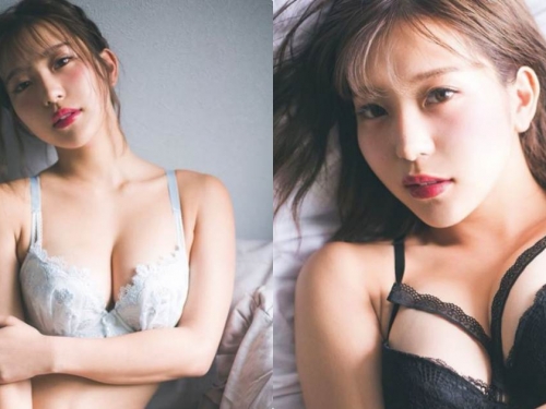 寫真辣妹躺床時「美乳爆出」，飽滿車頭燈視角好邪惡啊！