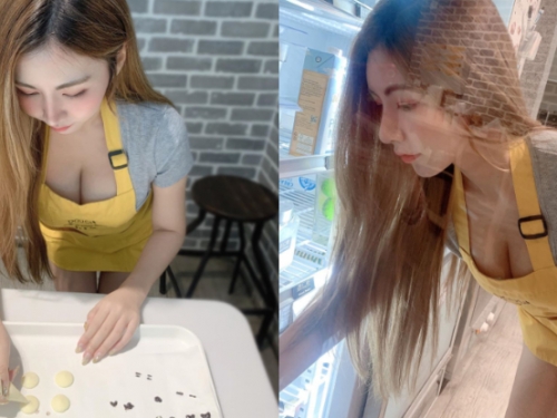 超濃醇～賢慧正妹「念念」前傾跳出白嫩玉兔，中秋過完還剩「豐滿奶皇酥」！