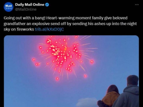 碰！Bye Bye了......過世爺爺「骨灰」沾煙火射上天