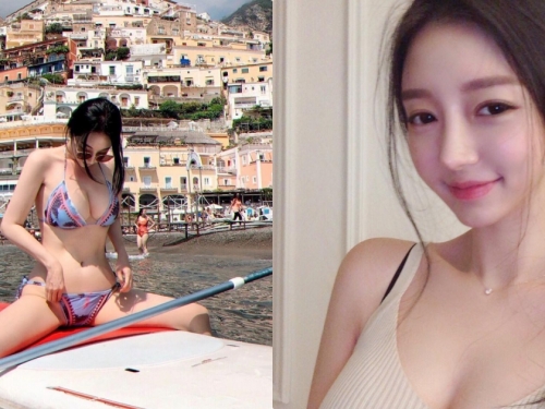 爆乳比基尼妹「雙腳開開做獨木舟」，邪惡的坐姿超引人遐想...