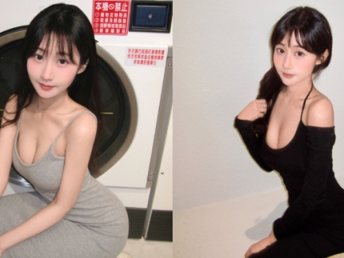 後媽裙才是王道！清純女孩洗衣店火辣自拍露白嫩奶球和纖細腰身