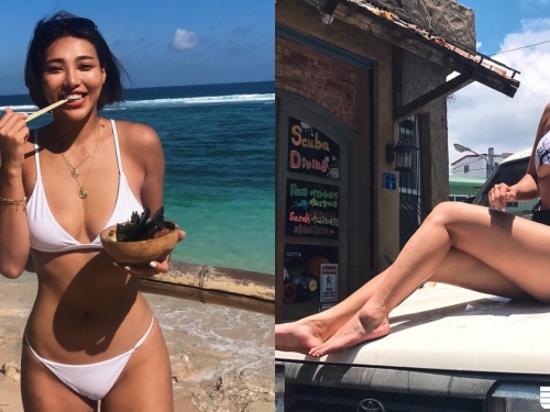 美乳黑皮正妹正流行！引擎蓋上曬「極品大長腿」，這車和人選不出來呀！