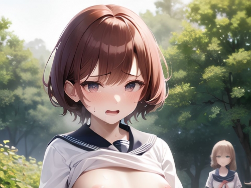 【AI生成】外でスカートをたくし上げる女の子のエロ畫像 part1