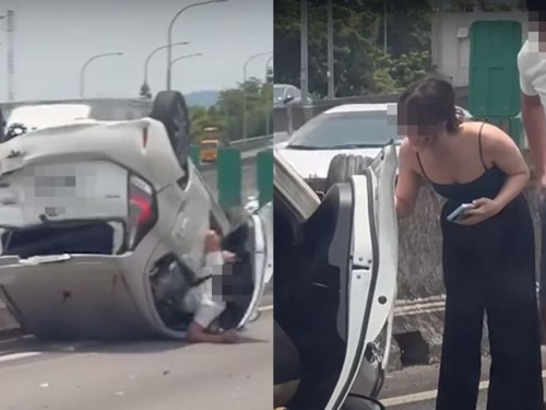 車禍翻車！爆乳妹爬出「全程展笑顏」 遭網封：樂天派女孩