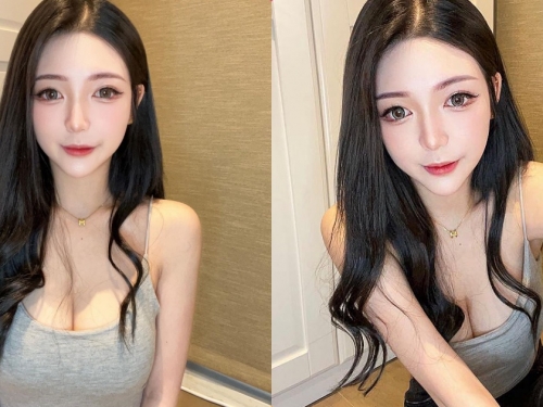 20歲甜心正妹「璇璇」穿上低胸小可愛，超集中的「豐滿胸型」太挑逗！