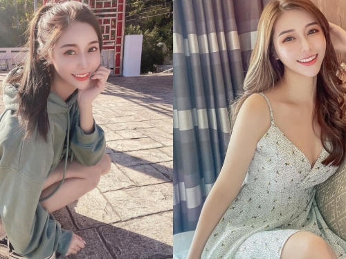性感IG女神「蹲地拍照」畫面好甜，穿「深V洋裝」的曲線太誘人了！