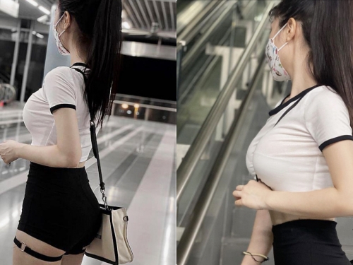 火車站「超辣爆乳口罩正妹」，側身的雄偉曲線讓人直呼：好巨！