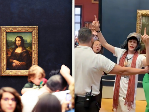 目擊者影片流出！世界名畫《蒙娜麗莎》遭人砸鮮奶油，造成羅浮宮眾人驚慌