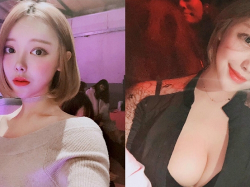 妹子挖空背心「深邃乳溝」看不見底，「過人乳量」快撐爆上衣，畫面太立體！