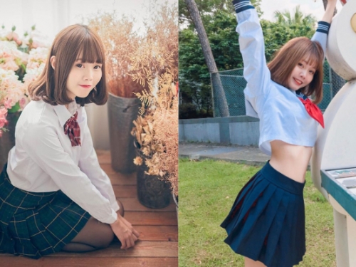 最愛水手服！「裘球」水汪大眼狂閃無辜氣質，邪惡腰間卻戳破這股清純力！