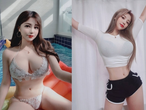 巨乳版子瑜「쩡이」抬手撐爆緊身白T　隱約透視「黑色形狀」讓人好想揉
