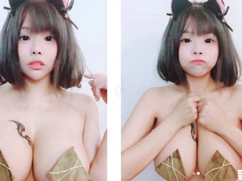 只有兩顆不夠！台灣「大奶網美」開新帳號下猛藥，「粽葉遮點點」看得網友紛紛喊餓！
