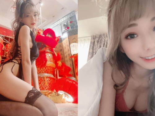 甜美女孩「啾啾小公主」性感旗袍側邊整片挖空展現逆天長腿