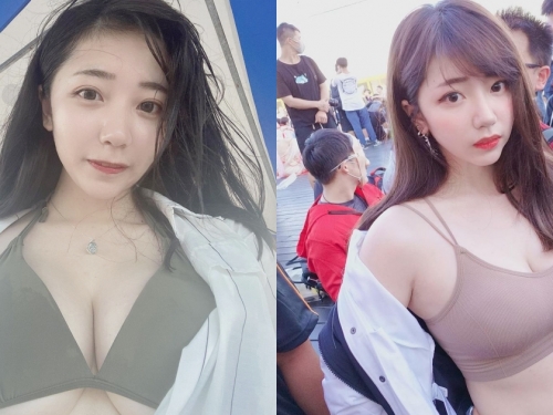 超辣直播主！巨乳小吃貨「夜雨」身材太兇，小背心參展直接被包圍猛拍！