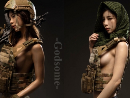 暴力女兵「小米恩Mina」提槍上陣，「藏不住炸彈」大批網友想入隊！