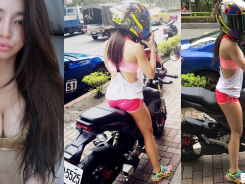 路上驚見「熱褲女騎士」辣臀駕重機！沒想到安全帽拿下是正妹，還裝載「白嫩大包子」！