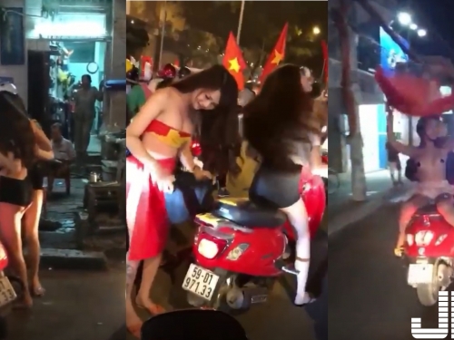 豪猛～越南妹脫了！越南足球奪冠 越南正妹直接街頭「大露風光」交通要癱瘓了！