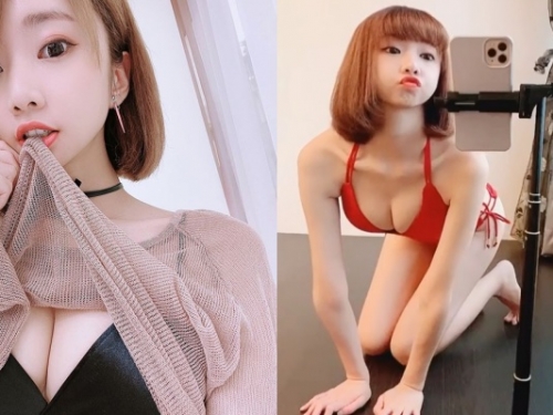真的很會撩！誘惑系正妹「優寶」雙腳一跪...對鏡「擠出深溝、前後扭動」超犯規！
