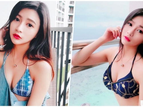 景文科大正妹超養眼「比基尼美胸」，纖腰細腿辣到極點啊！