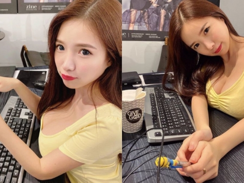 無法拒絕的撒嬌！美乳女職員「amber」雙球撐桌上：可以下班了嗎？