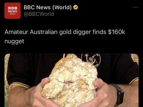 影/地裡挖出「大雞塊」？澳洲男淘到價值487萬大金塊樂歪：老婆一定很高興！