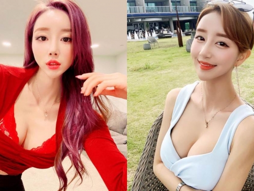 正妹ROSE「穿紅色爆乳衣挑逗」，巨大車頭燈太有誘惑力！