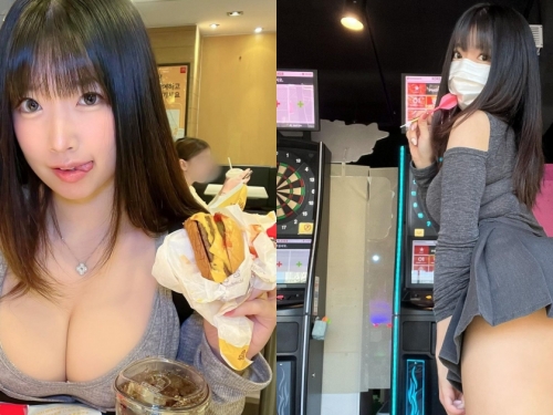 「巨乳妹子」迷你短裙射飛鏢，「圓翹蜜桃」大露半顆，惹火弧度讓人想正中靶心！