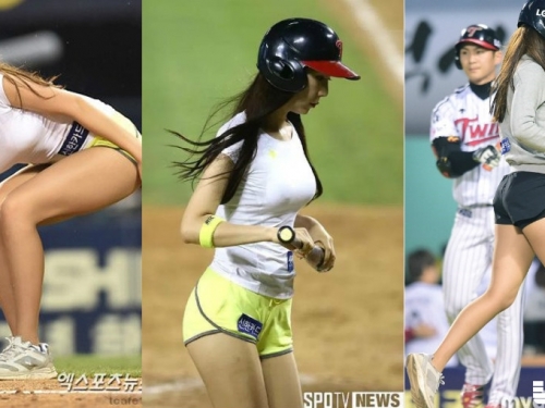 「長腿開球妹」彎腰撿球「美臀」翹上天…害觀眾想拿長棒與她全壘打！